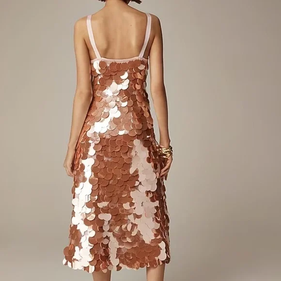 J crew peachy pink Collection circle-sequin midi dress - Picture 4 of 6